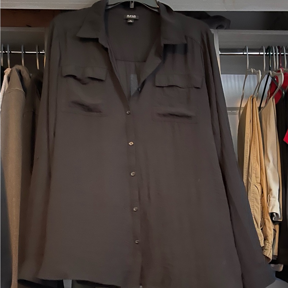 a.n.a Black Button-Up Blouse - size XL